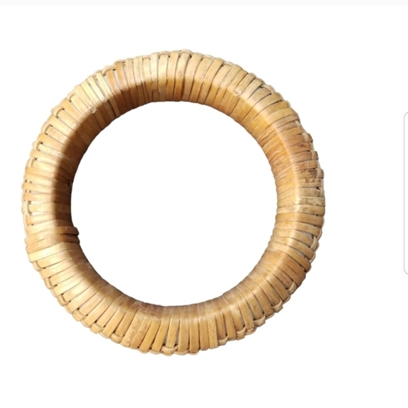 VINTAGE BOHO RATTAN WEAVED CHUNKY BANGLE BRACELET - Picture 5 of 6